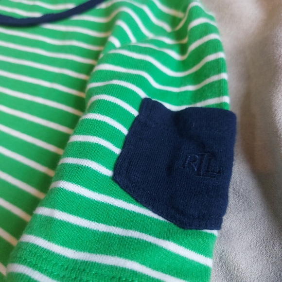 Lauren Ralph Lauren LRL Striped Green Short Sleeve Tee Shirt, Medium - Picture 3 of 9